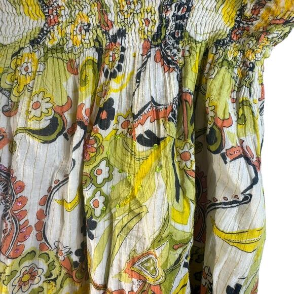 90s vintage cotton dress paisley woven boho Festival Retro Floral - Picture 2 of 7